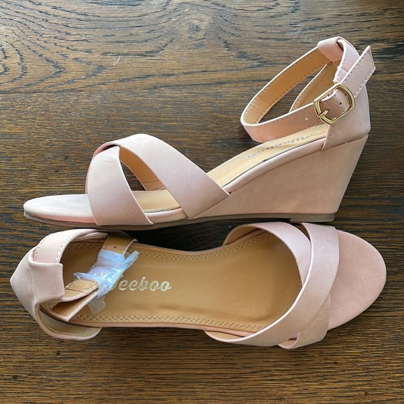 Unique Vintage Shoes - Unique Vintage Blush Heeled Sandals